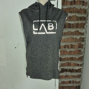 Lululemon Lab 3 Men's Gray Sleeveless Sweatshirt Hoodie Size S Small Drawstring.